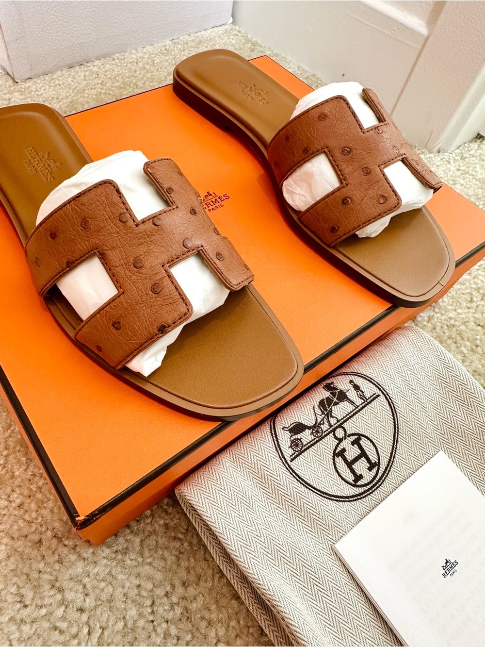 Brand New‼️‼️
Hermès Oran Sandal Ostrich H Sandals Gold
EU 36.5